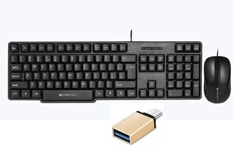 ZEBRONICS Judwaa 850 Wired Keyboard Mouse Combo with C-OTG Combo Set(Multicolor)