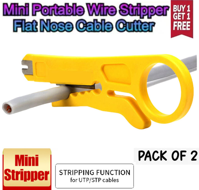 GoodsBazaar 2pc Mini RJ45 Network Wire Stripper Cable Cutter Impact Punch Down Tool Crimper Network Interface Card(Plier Strips Outer Jacket of UTP STP Round Network, Telephone and Data Cables)