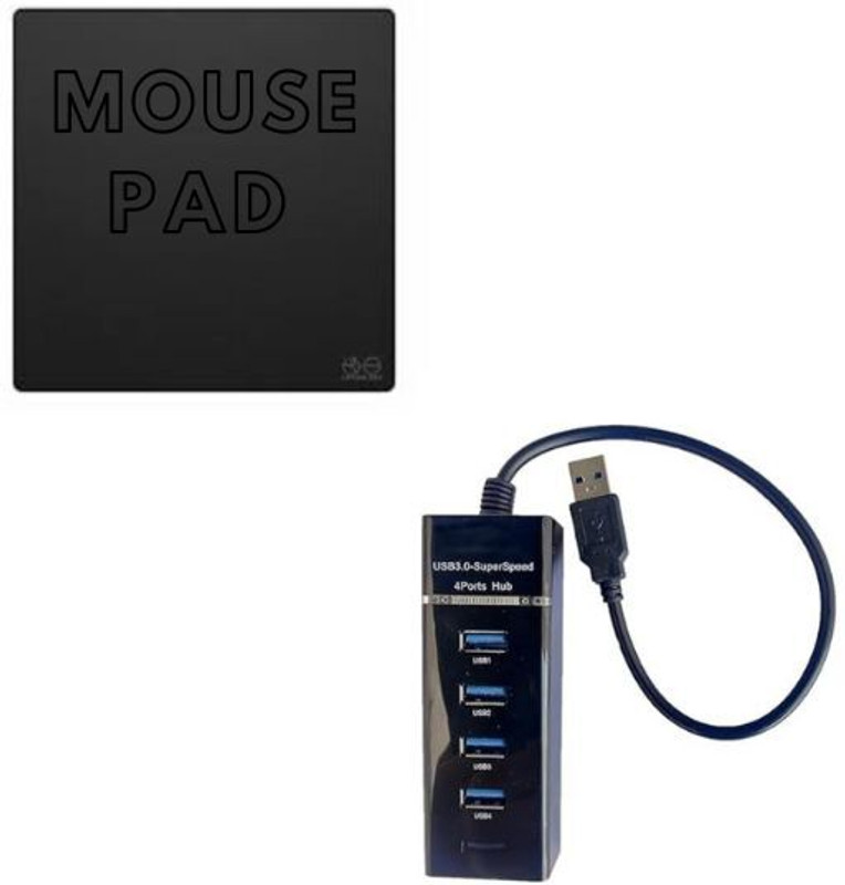Adefex Mouse Pad with 4-Port USB Hub Led Glow Anti-Slip Pad Combo Set(Multicolor)
