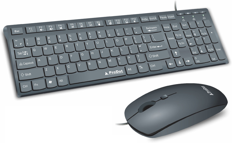 PRODOT High-Performance Wired Chicklet Keyboard Mouse Combo For Laptop, PC, Game Combo Set(Black)