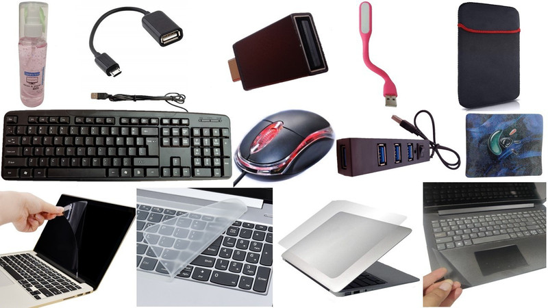ANJO Combo (13 in 1) of Keyboard-Mouse With 14 inch Laptop accessories. Combo Set(Black)