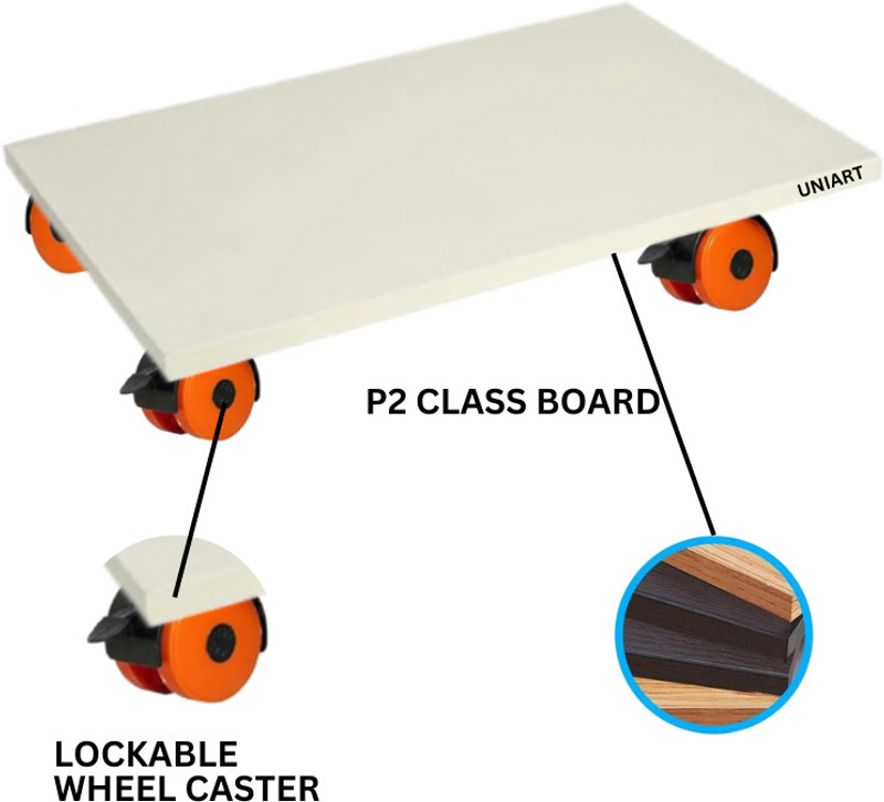 UniAart Stand CPU Holder with 4 Caster Wheels (white) CPU Holder(Wooden)