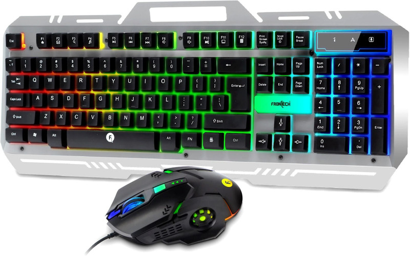 Frontech KB-0040 Wired Gaming Combo Keyboard and Optical Mouse| RGB Backlight | 104 Keys Combo Set(Black)