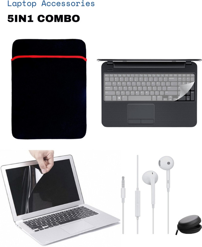 Lonaar 5IN1 15.6 Inch Laptop Accessories combo With Mobile Stand Combo Set(Black, Red)