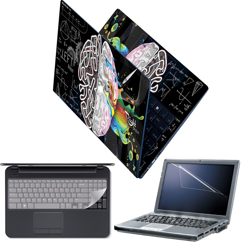 Techfit Full Body Laptop Skin with Screen Guard and Key Guard - Left Right Blue Brain Combo Set(Multicolor)