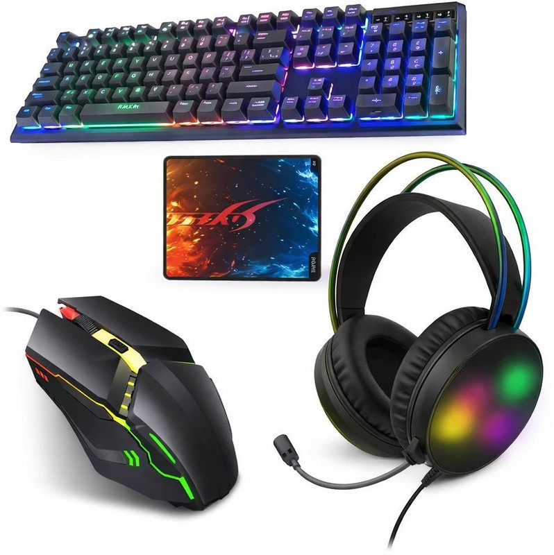 ENTWINO 4-1 Gaming Mouse -Gaming Keyboard-Gaming Headphone -Mouse pad &Combo Set Combo Set(Black)