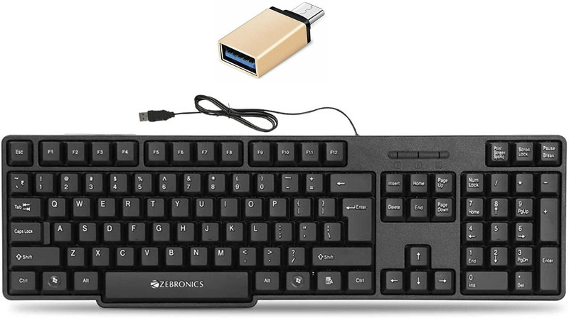 ZEBRONICS K20 Keyboard, C-OTG (Set - 2) Combo Set(Multicolor)