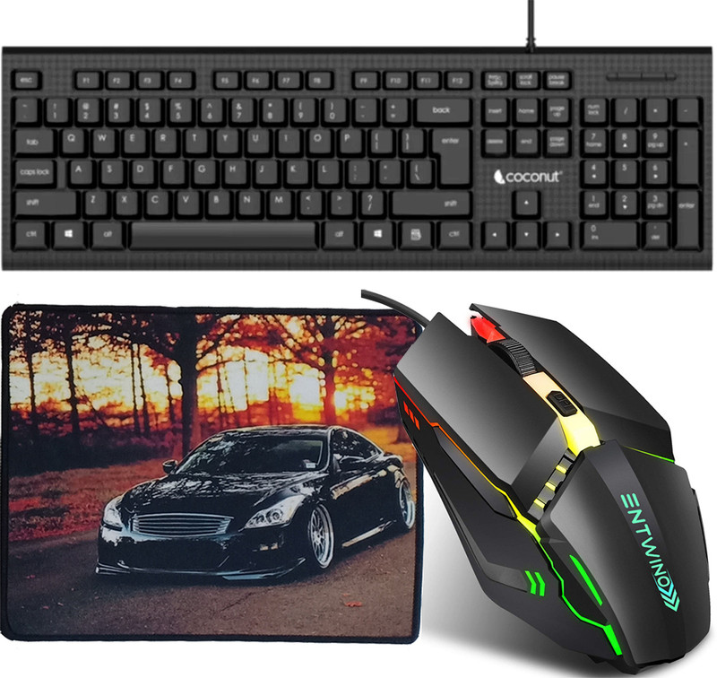 ENTWINO 3 in 1 Keyboard Mouse Combo Gaming Mouse/RGB Lights/4 Buttons Keyboard, Mousepad Combo Set(Mouse Keyboard Set For Laptop & Desktop)