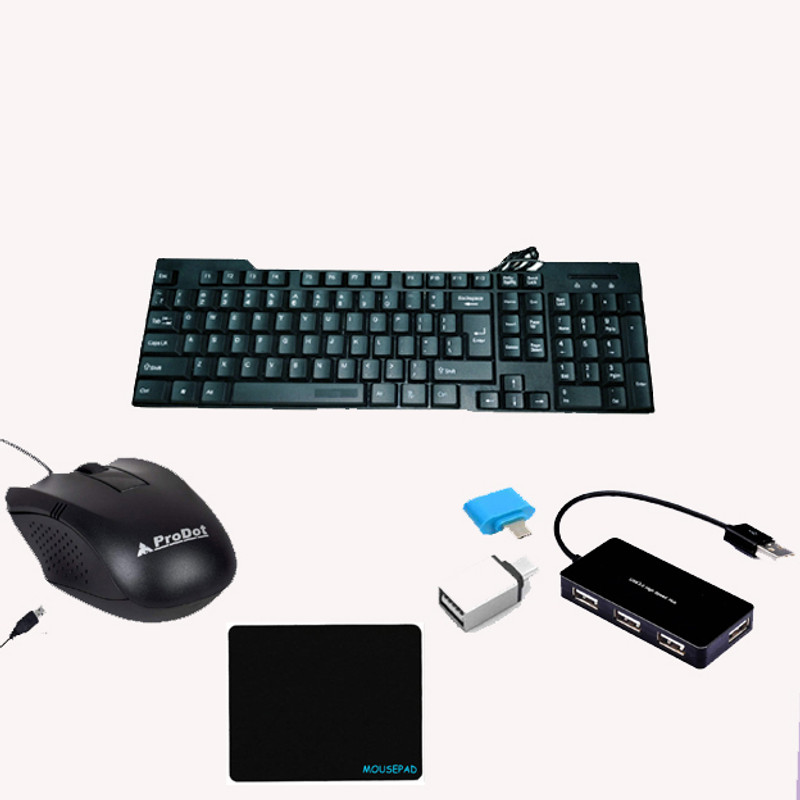 Prolite 5 in 1 With Dual TYPE OTG Combo Set(Black, White, Multicolor)