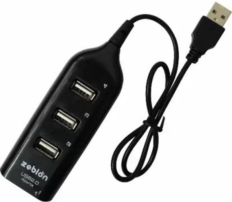ZEBRONICS Pronto 101 4 Port USB HUB Combo Set(Black)