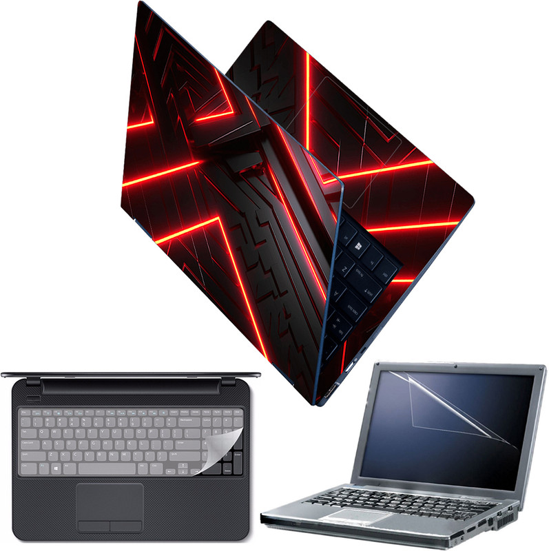 FineArts Full Body Laptop Skin with Screen Guard and Key Guard - Roronoa Zoro Red Combo Set(Multicolor)