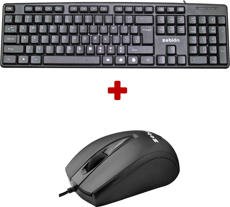 zebion K500 Wired Keyboard + Z70 Plus Wired Optical Mouse Combo Set(Black)
