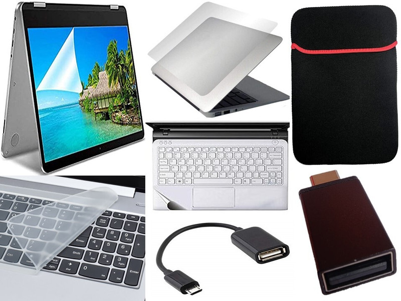 ANJO 7 in 1 Combo 15.6 Inch Laptop Screen Guard, Key-Guard, Lamination, Sleeve & OTG Combo Set(Transparent)