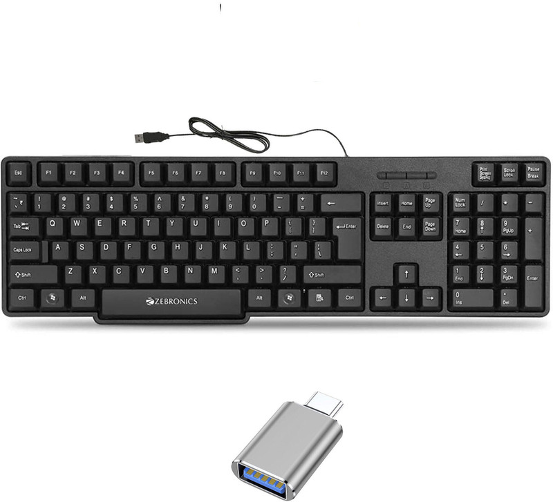 TagVin Wired K20 Keyboard, C-OTG (Set of 2). Combo Set(Black)