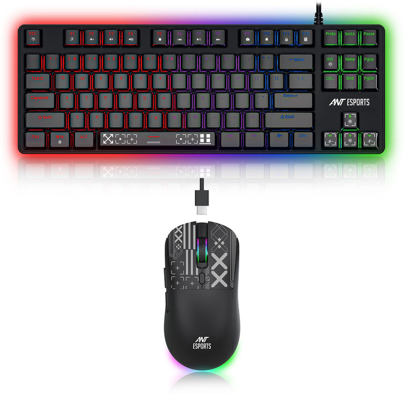 Ant Esports Thunder20 wired mechanical rainbow Combo Set(Black- Red Switch)