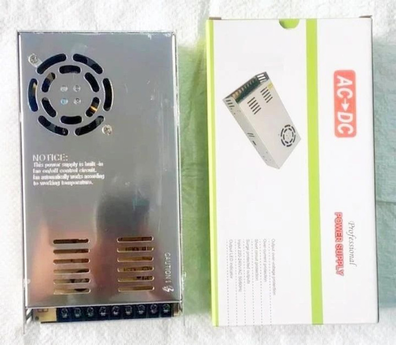 GoodsBazaar 24 Volt 15 Amp Metal Body Power Supply AC to DC Adapter Transformer 24v 15a 360w 360 Watts Computer PSU with 9 SATA Cables(Silver)