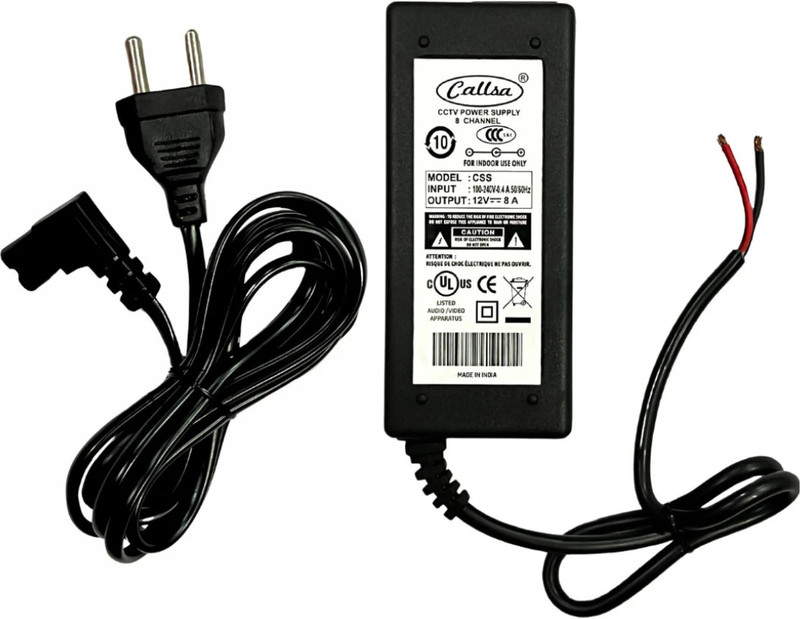 callsa 12V 8A CCTV Power Supply Adapter, 8 Channel SMPS for CCTV Security Camera 96 W Adapter(Power Cord Included)