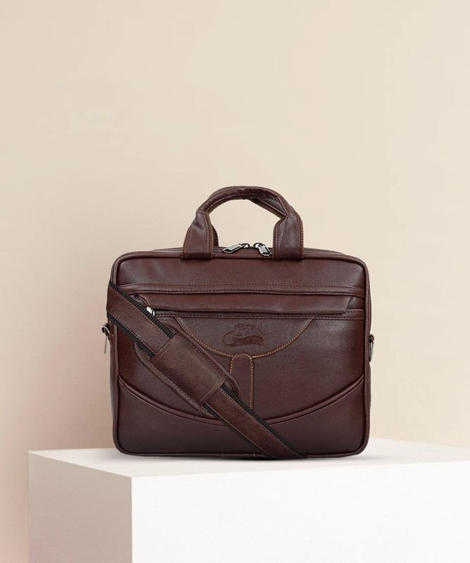 Leather World 14 inch Laptop Messenger Bag(Brown)