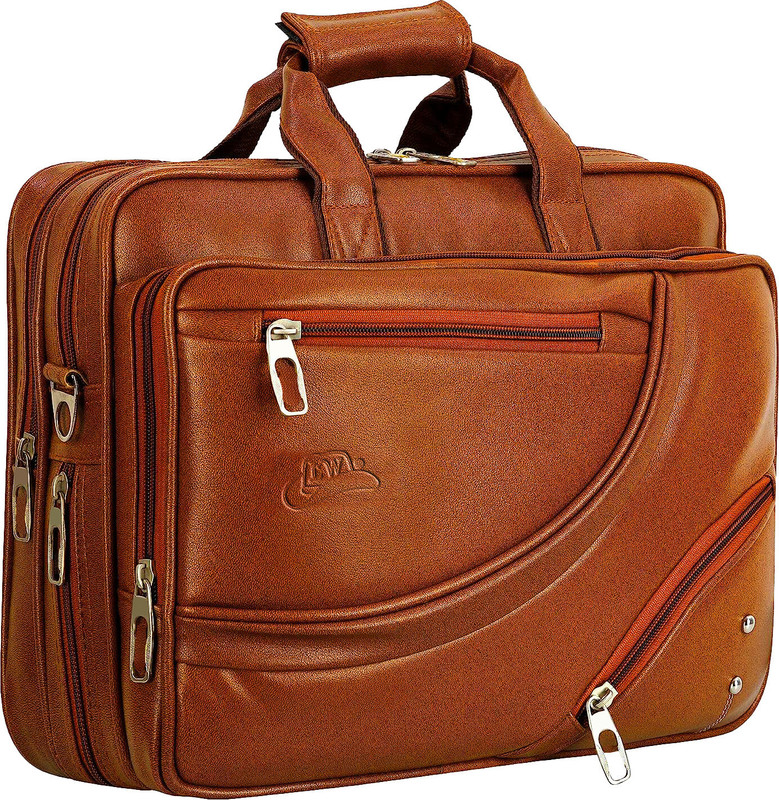Leather World 16 inch Expandable Laptop Messenger Bag(Tan)