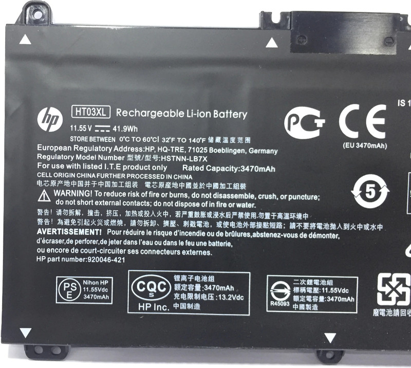 HP LAPCARE HT03XL L11421-542 Laptop Battery For Pavilion 14-CE0000 Series: 14-ce1056wm 14-ce0064st 14-ce0006dx 14-ce0025tu 3 Cell Laptop Battery