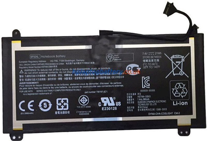 SOLUTIONS-365 SF02XL, HSTNN‑DB6H 7.4V 21Wh Battery Compatible with HP Pavilion 10‑k / 10‑j X2 Tablet PC Series Part No. 756187‑2C1 / 756417‑001 / TPN‑C118 / TPN‑C119 3 Cell Laptop Battery