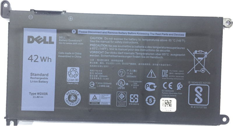 DELL WDX0R Laptop battery for Latitude 3480 3580 3189 3379 Inspiron 15 5565 5567 5568 5578 5579 7560 7570 7573 7579 7580 7569 5368 5378 5379 7368 7378 5468 5568 3 Cell Laptop Battery