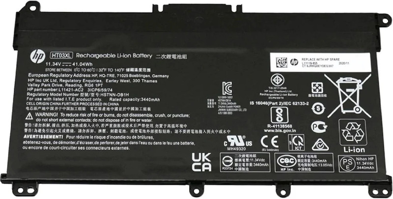 HP HT03XL LAPTOP BATTERY FOR Pavilion 14-ce 14-cf 14-ck 14-cm 14q-cs 14q-cy 14s-cf 14s-cr 15-cs 15-da 15-db 15g-dr 17-by 17-ca HSTNN-LB8L L11421-1C1 L11119-855 Laptop Battery 3 Cell Laptop Battery