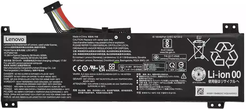 Lenovo Laptop Battery: L20C4PC0, L20D4PC0, L20L4PC0, L20M4PC0 Series (15.36V, 60Wh) Compatible with Legion 5-15ACH6 (Model 82JW, 82QJ) Legion 5-15ACH6H (Type 82JU) Legion 5-15ACH6A (Type 82NW) Legion 5-15ITH6 (Type 82JK) Legion 5-15ITH6H (Type 82JH, 82MH) IdeaPad Gaming 3 Series: IdeaPad Gaming 3-15