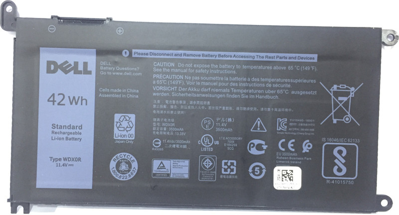 DELL WDX0R Laptop battery for Inspiron 13 15 5000 7000 Series 5368 5570 7579 7378 5567 7573 5565 5379 5378 Latitude 3180 3189 3490 3590 3340 3400 3390 3500 3190 Vostro 5468 5568 FC92N CYMGM 3 Cell Laptop Battery