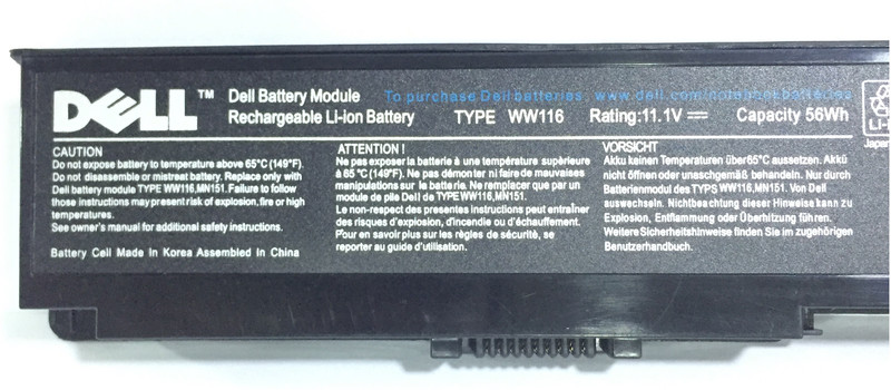 DELL V1520 Vostro 1310 1320 1320N 1510 1520 Part no. PP36L PP36S T112C T114C T116C K738H 6 Cell Laptop Battery