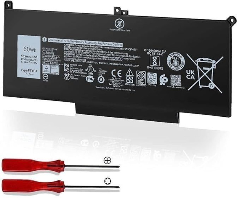 HEIGER 7.6V 60Wh Li-Ion Battery for Dell Latitude 7280 7290 7380 7390 7480 7490 3 Cell Laptop Battery