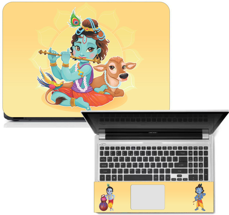 Gloshvi Shri Krishna Laptop Skin Decal Sticker, Waterproof, Bubble Free and scratchproof Vinyl Reusable Laptop Skin Compatible for 15.6 inch(Theme: Spiritual)