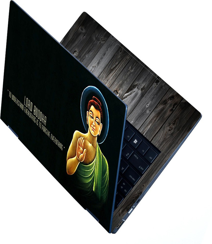dzazner Full Body Laptop Skin For 14 to 15.6 inch Laptop - Enjoy Your Coffee Wooden Self Adhesive Stretched Vinyl Laptop Skin Compatible for 15.6 inch(Theme: Illustrations)