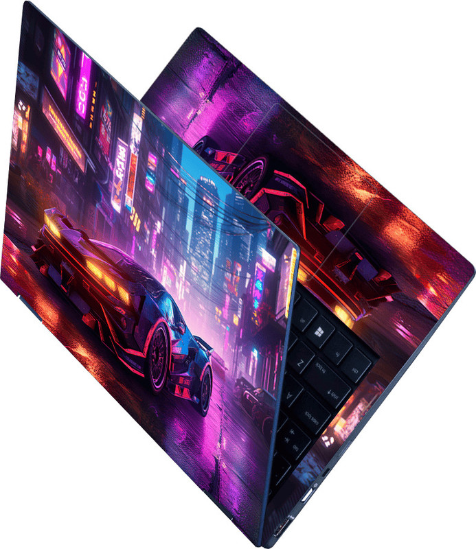 Flipkart SmartBuy Full Body Laptop Skin Sticker - Futuristic Car With in Cyber City Self Adhesive Vinyl Laptop Skin Compatible for 15.6 inch(Theme: Automobiles)
