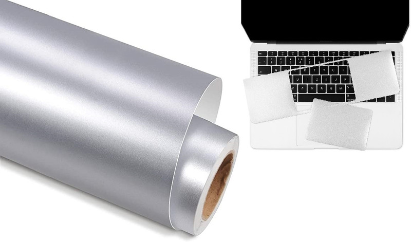 SUPERFAB Laptop Universal Silver Wrap Skin Sticker Sheet Size 15 inch X 24 Inch Vinyl Laptop Skin Compatible for 15.9 inch(Theme: Solids)