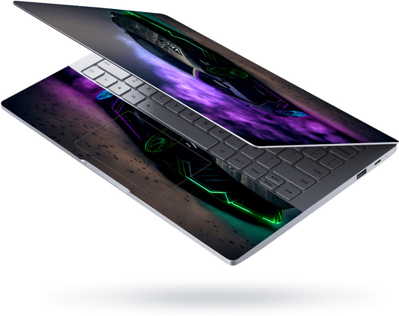 Flipkart SmartBuy Full Body Laptop Skin Combo Black Sports Car Green Neon Lights Purple Smoke No Residue Removable Self Adhesive Vinyl Reusable Laptop Skin Compatible for 15.6 inch(Theme: NA)