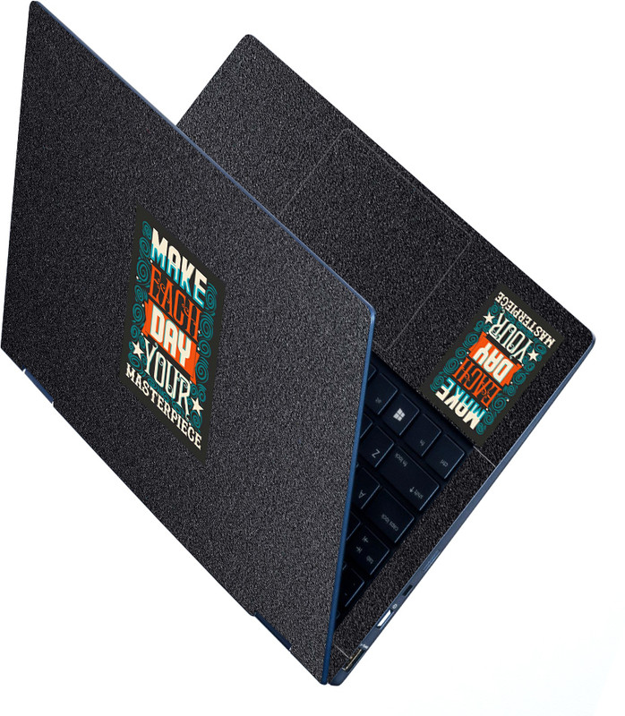 Anweshas Full Body UV Laptop Skin for 15.6 inches - UV_Make Each Day on Black Sparkle Premium Stretched Vinyl Laptop Skin Compatible for 15.6 inch(Theme: Typography)