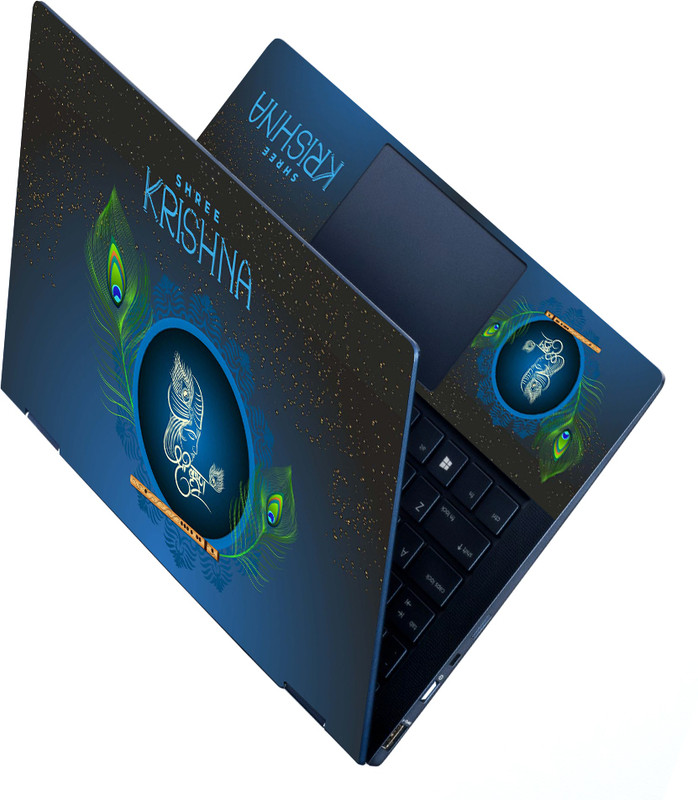 Techfit Full Panel Laptop Skin for 15.6 inch - Shree Krishna Cow Night Stars Self Adhesive Vinyl Laptop Skin Compatible for 15.6 inch(Theme: Spiritual)