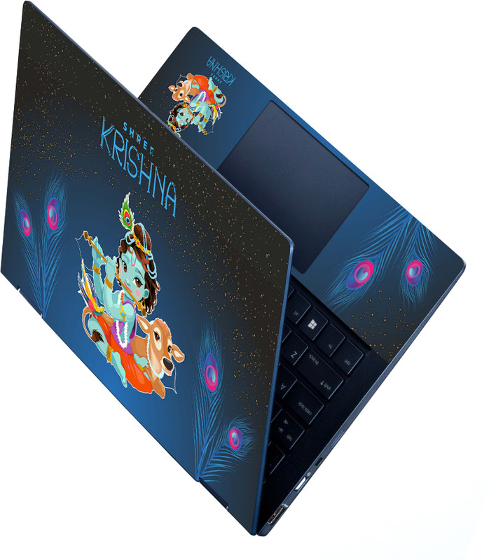 Techfit Full Panel Laptop Skin for 15.6 inch - Shree Krishna Cow Night Stars Self Adhesive Vinyl Laptop Skin Compatible for 15.6 inch(Theme: Spiritual)