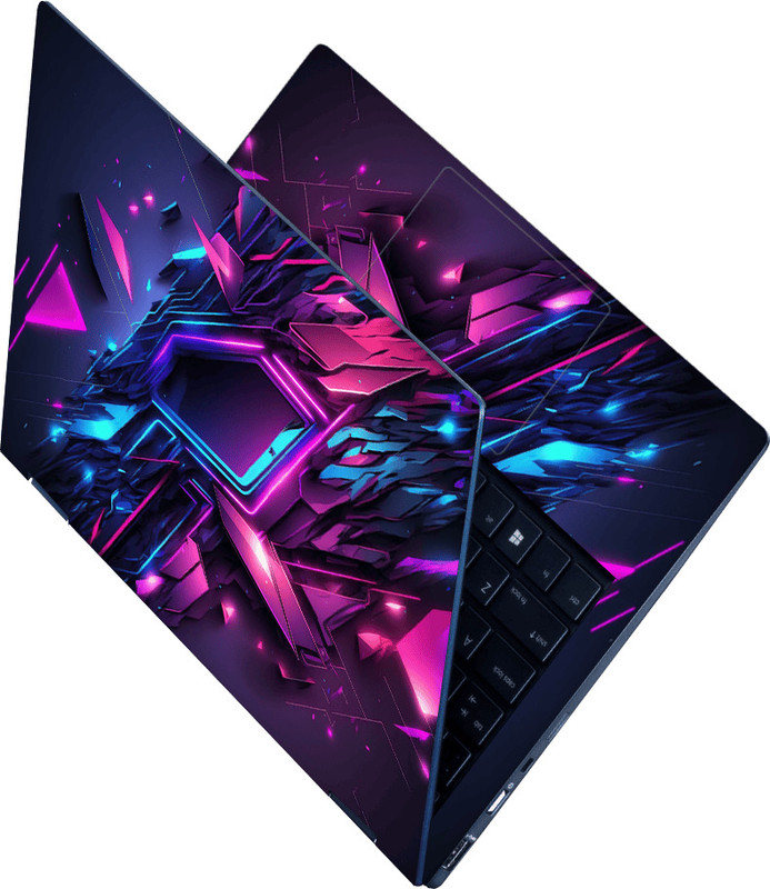 Flipkart SmartBuy Full Body Laptop Skin Sticker - Abstract Game Background With Blue Pink Light Self Adhesive Vinyl Laptop Skin Compatible for 15.6 inch(Theme: NA)