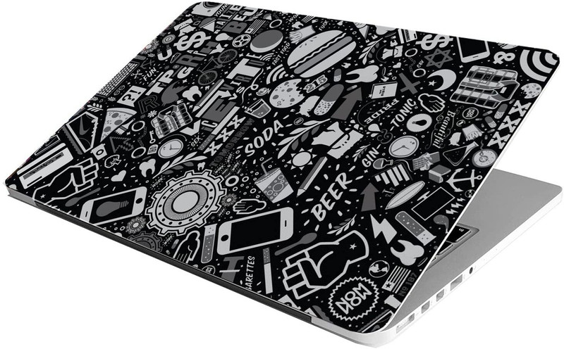 Skinny Full Laptops Skin Bubble-Free HD Quality Sticker FBD_48-Black, White Food Printing Vinyl Reusable Laptop Skin Compatible for 15.6 inch(Theme: Nature)