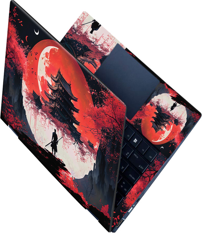 Flipkart SmartBuy _All Panle_Samurai warrior with red moon Vinyl Laptop Skin Compatible for 15.6 inch(Theme: Illustrations)