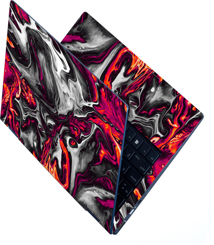 Techfit Full Body Laptop Skin 15.6 Inches - Yellow Pink White Lava Design Premium Stretched Vinyl Laptop Skin Compatible for 15.6 inch(Theme: Patterns)