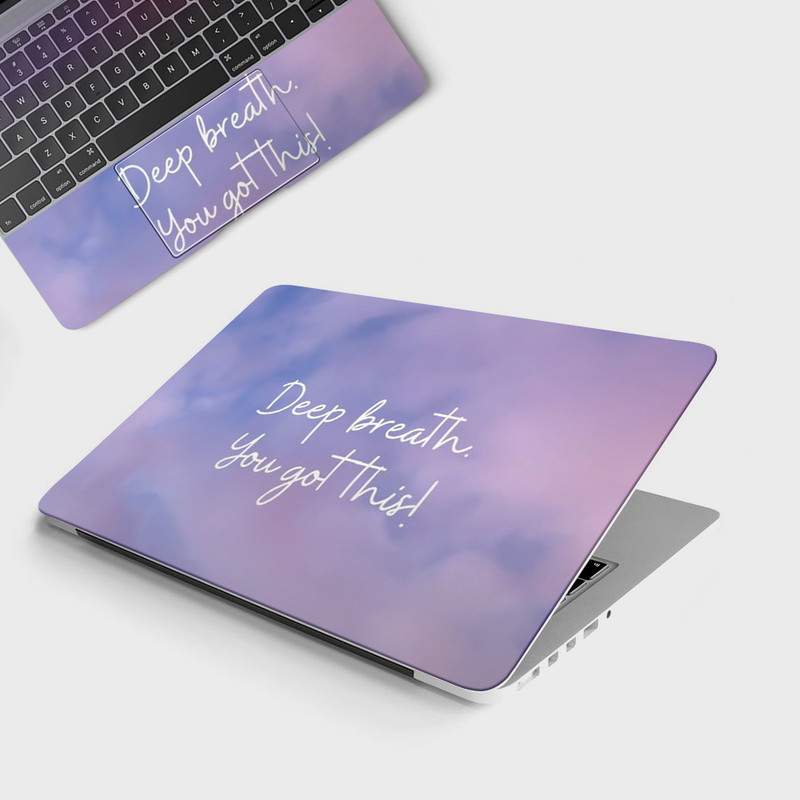 Yuckquee DEEP BREATH Full Body Vinyl Laptop Skin 13.3 Vinyl Laptop Skin Compatible for 13.3 inch(Theme: Typography)
