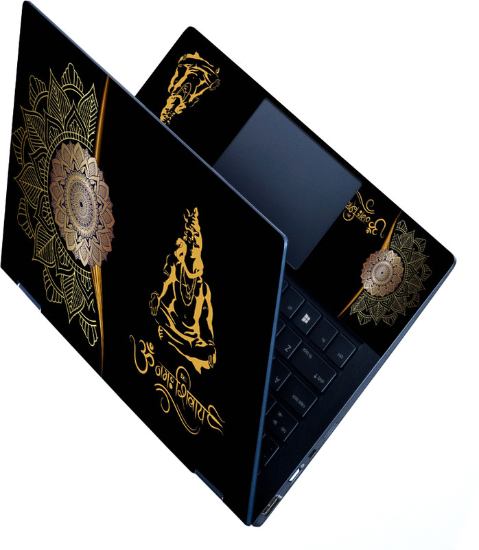 Techfit Full Panel Laptop Skin for Laptops upto 15.6 inch - Shiva Golden Mandla Art Self Adhesive Vinyl Laptop Skin Compatible for 15.6 inch(Theme: Spiritual)
