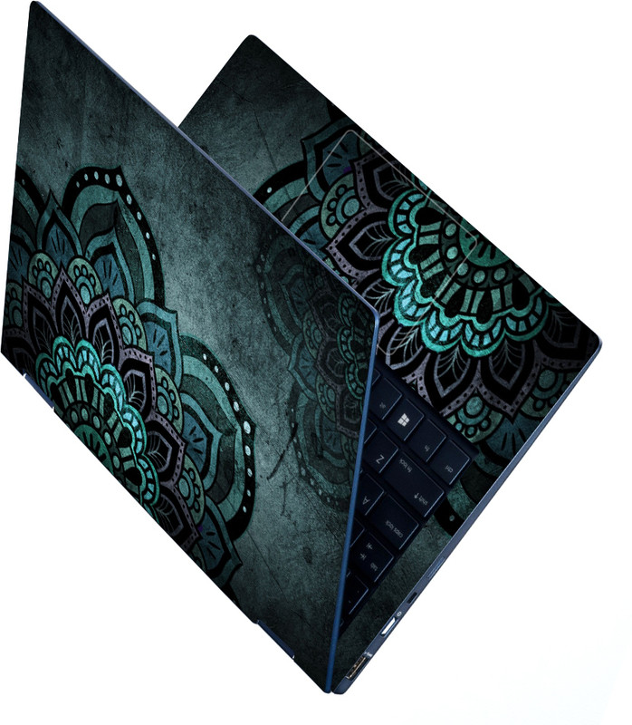 STICKER PRO Full Body Laptop Skin For 15.6 inch Laptop - Greenish Mandla Art Stretched Vinyl Laptop Skin Compatible for 15.6 inch(Theme: Patterns)