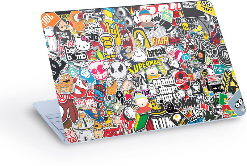 PRINTHUBS Superhero Anime Laptop Skin Decal Sticker Scratch & Bubble Free For Hp Dell S87 Vinyl Laptop Skin Compatible for 15.6 inch(Theme: Comics & Cartoons)