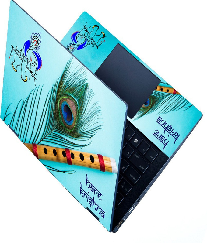 dzazner HD Printed Full Panel Laptop Skin Upto 15.6 inches - Radha Krishna Bird Painting Self Adhesive Vinyl Reusable Laptop Skin Compatible for 15.6 inch(Theme: NA)