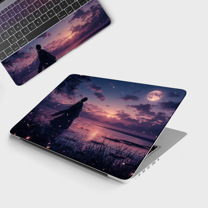 Yuckquee GIRL WATCHING MOON Top+Wrist Pad Vinyl Laptop Skin 14 F-44 Vinyl Laptop Skin Compatible for 14 inch(Theme: Patterns)