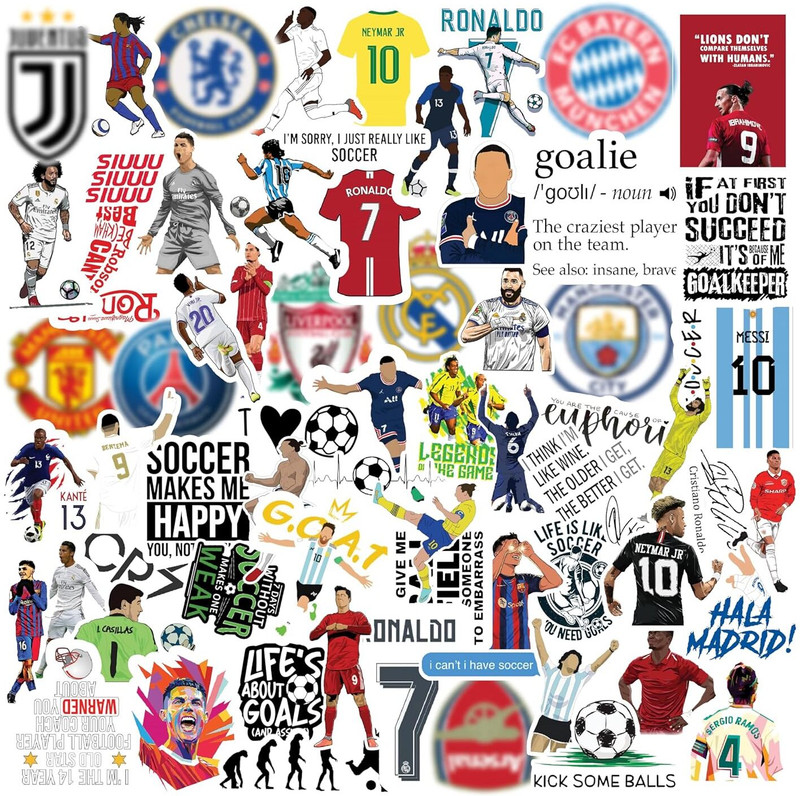 CodersParadise Pack of 65 Football Soccer Stickers for Laptop Non-Terable Laptop Skin Compatible for 15.6 inch(Theme: NA)